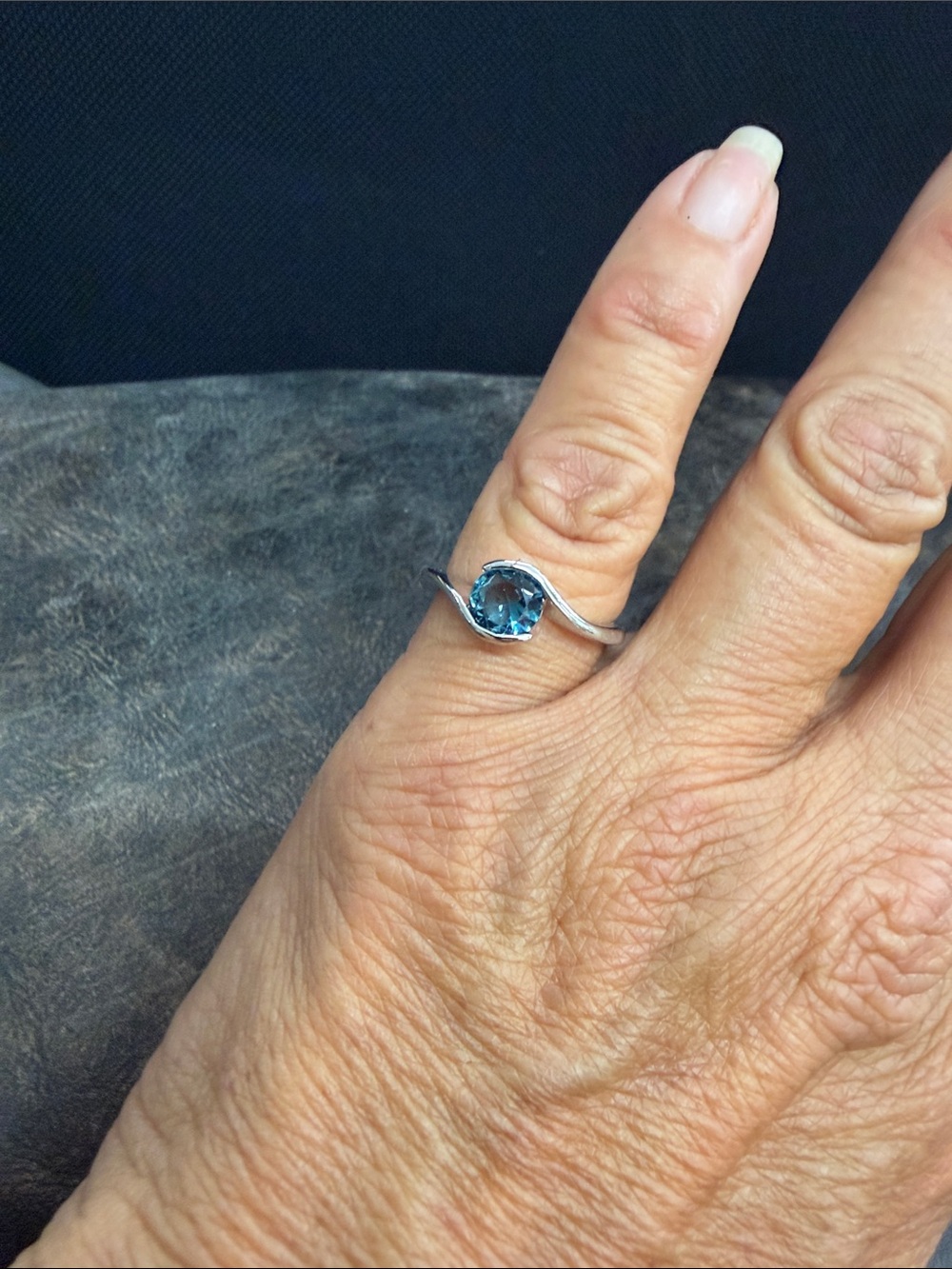 Sterling Silver Blue Topaz Halo Ring - Women's Elegant Gemstone Band